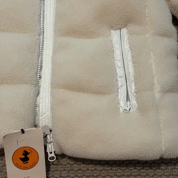 Save the Duck White Fleece Puffer Coat - Picture 4 of 13